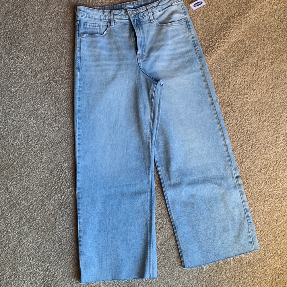 NWT Old Navy Wide Leg Extra High Rose Light Wash Jeans Size 12
